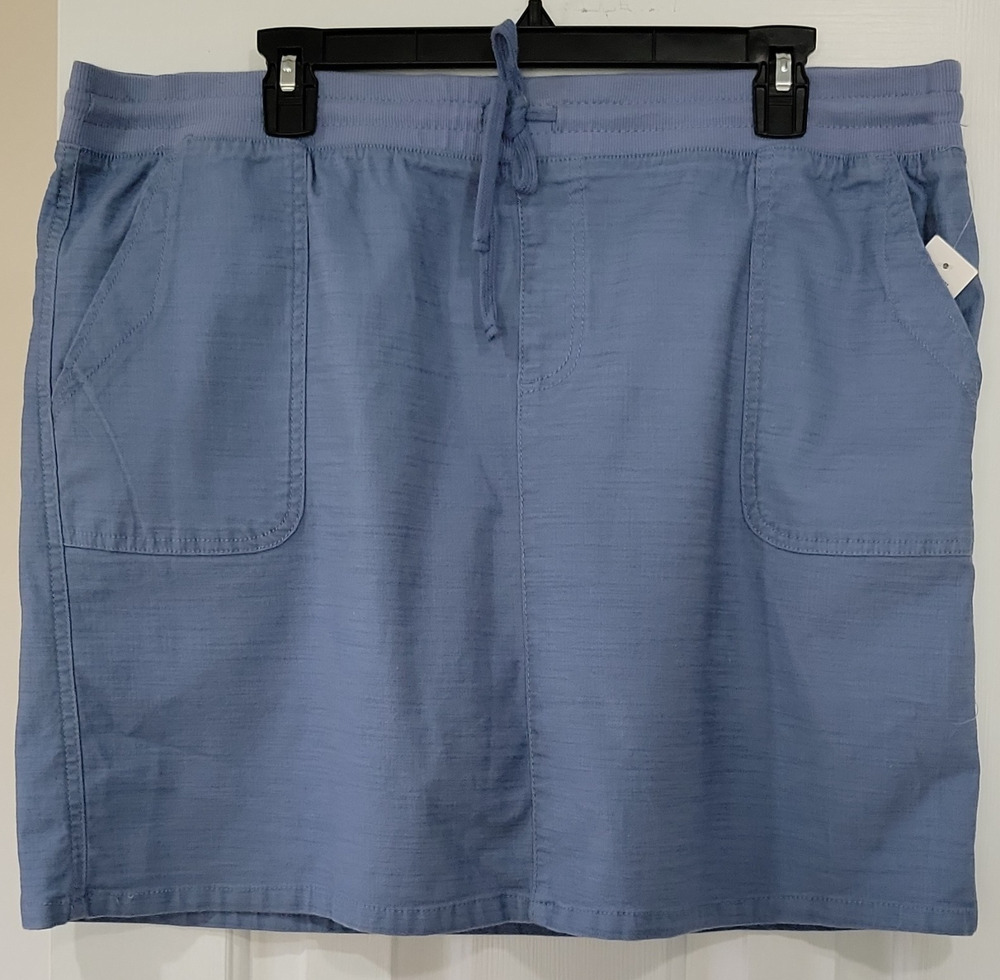 Caffe Marrakech Women's Blue Skort Size 16 Cotton Stretch Drawstring Pockets NWT